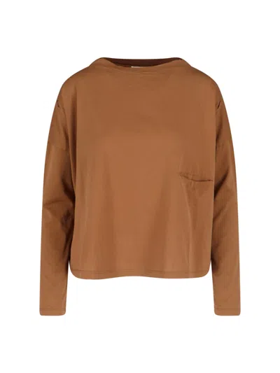 Ma'ry'ya Round Neckline T-shirt In Brown