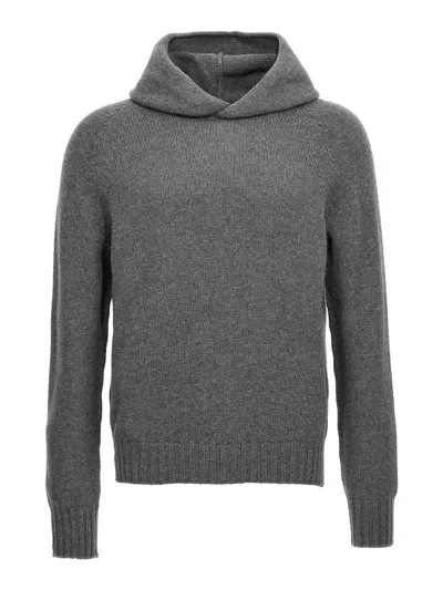 Ma'ry'ya Wool Hooded Sweater In Grey