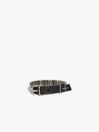 Ma+ Thin Silver Wrapped Wrist Band In Black