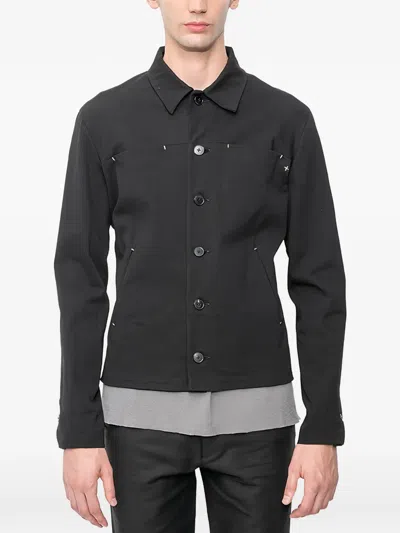 Ma+ Trucker Cross-stitch Button-up Jacket In Black