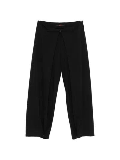 Ma+ Wrap-front Wide-leg Trousers In Black