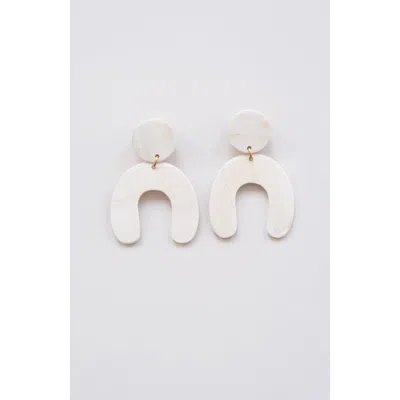 Maadili Collective Arch Earrings In White To Ivory Cattle Horn