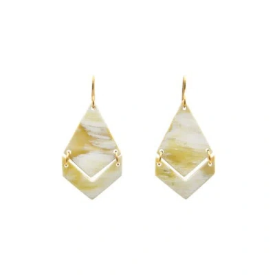 Maadili Collective Deco Chevron Earrings In White