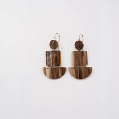 Maadili Collective Half Circle Square Earrings In Brown