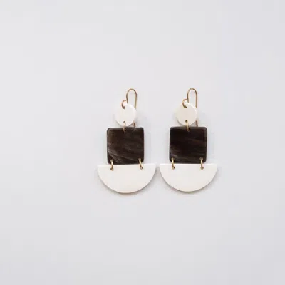 Maadili Collective Half Circle Square Earrings In White