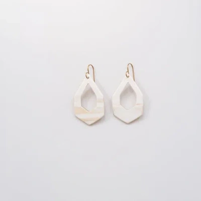 Maadili Collective Hex Deco Drop Earrings In White