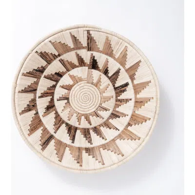 Maadili Collective Large Mayan Sun Double Weave Basket ~ Banana Fiber In Brown