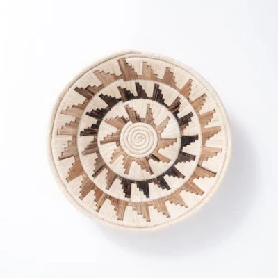 Maadili Collective Mayan Sun Double Weave Basket ~ Banana Fiber In Brown