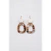 Maadili Collective Open Oblong Earrings In White & Brown