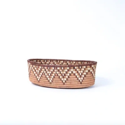 Maadili Collective Zig Zag Bread Basket In Brown