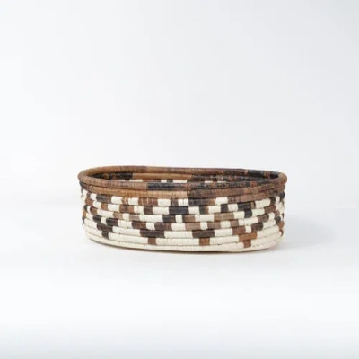 Maadili Collective Zig Zag Bread Basket In Brown