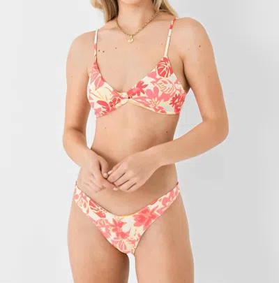 Maaji Abstract Garden Twisted Classic Bikini Top In Orange