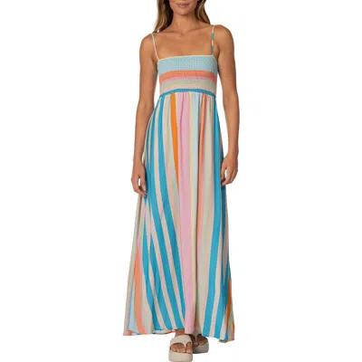 Maaji Ailany Deep Sea Stripe Maxi Cover Up Dress In Blue