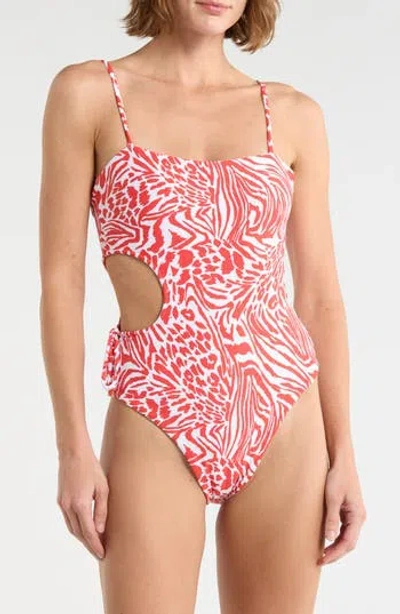 Maaji Ann Side Cutout One-piece Swimsuit In Red