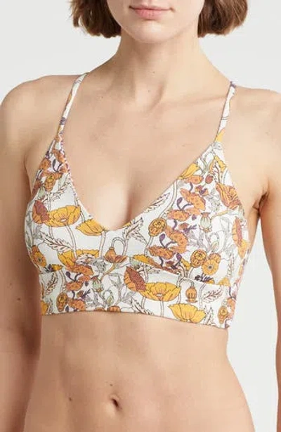 Maaji Antique Botanical Daylight Reversible Bikini Top In Beige