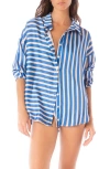 Maaji Azure Manele Stripe Cover-up Shirt In Open Blue