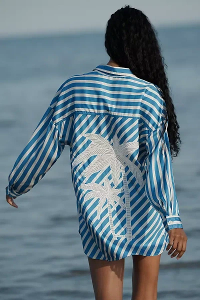 Maaji Azure Stripes Manel Buttondown Shirt In Blue