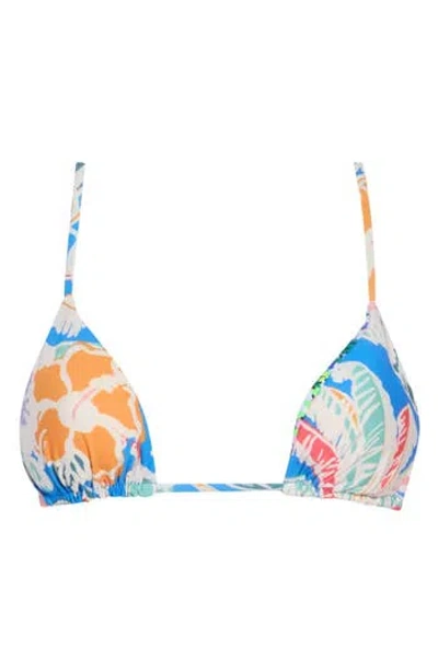 Maaji Balmy Floral Triangle Bikini Top In Blue