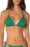 Maaji Balmy Smocked Triangle Bikini Top In Green