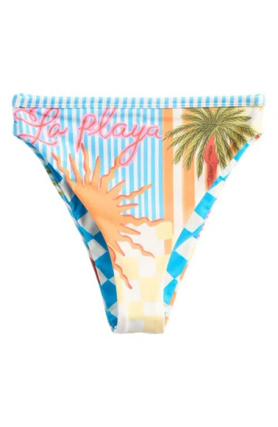 Maaji Beach Static Sully Reversible High Waist Bikini Bottoms In Multi