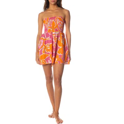 Maaji Betty Flamingo Glow Strapless Cover-up Romper In Multi