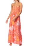 MAAJI BEWITCHED FLORAL STRAPLESS COVER-UP MAXI DRESS