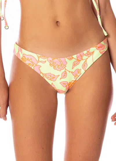 Maaji Blooming Glow Iconic Low Rise Thin Side Bikini Bottom In Pink Multi