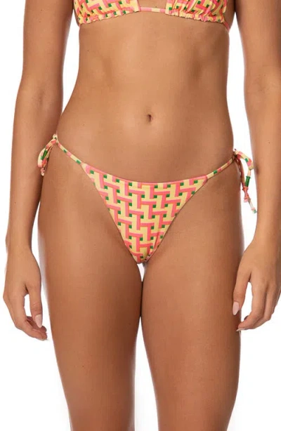 Maaji Blush Tide Sunflash Reversible Side Tie Bikini Bottoms In Multi
