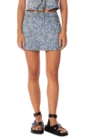 Maaji Blushing Petals Misty Printed Cotton Blend Denim Cover-up Miniskirt In Blue