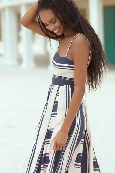 Maaji Boho Linen-blend Midi Dress In Blue