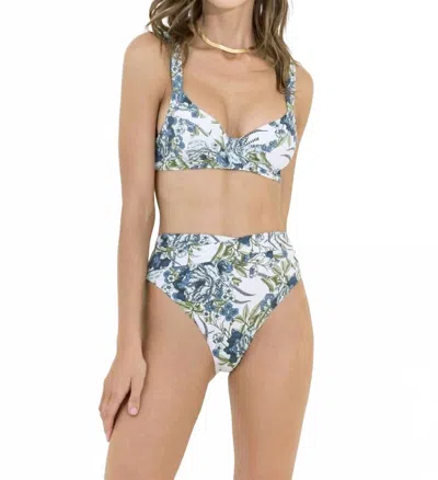 Maaji Botanical Joile High Rise Bikini Bottoms In Blue In Multi