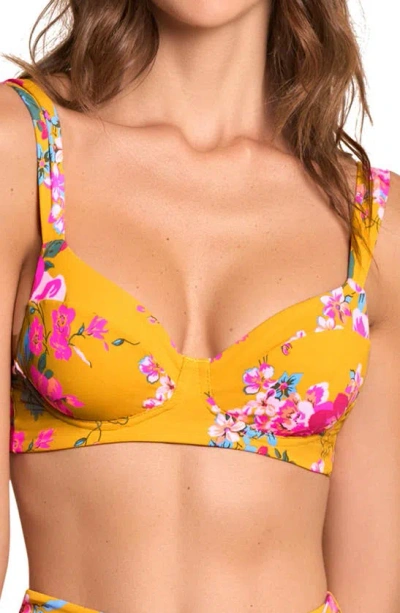 Maaji Bouquet Bailey Reversible Bikini Top In Yellow