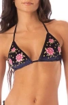 Maaji Bouquet Bliss Balmy Reversible Triangle Bikini Top In Blue