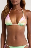 Maaji Candy Palms Balmy Reversible Triangle Bikini Top In Green