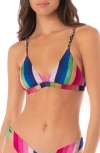 Maaji Candy Stripe Rasha Triangle Bikini Top In Dark Blue