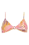 Maaji Caramel Foliage Kenny Reversible Bikini Top In Yellow