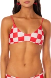Maaji Cherry Checker Liberties Reversible Bikini Top In Brown