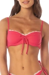 Maaji Cherry Crush Karl Reversible Lace Trim Underwire Bikini Top In Red