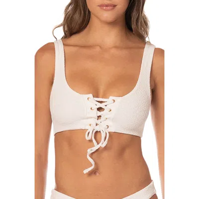 Maaji Coconut Milk Dazzle Lace-up Reversible Bikini Top In Multi