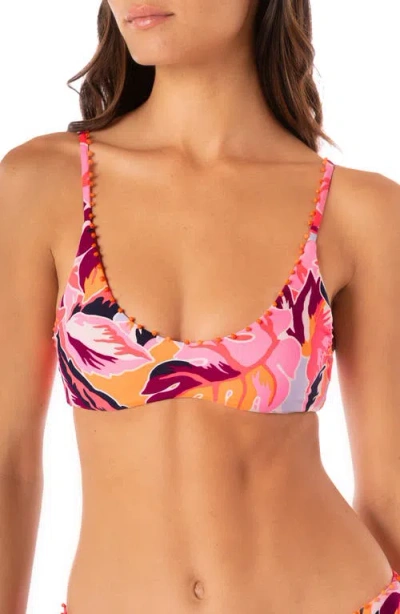 Maaji Coral Leafy Liberties Reversible Bikini Top In Pink Overflow