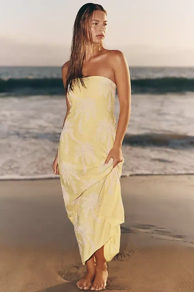 Maaji Crimson Strapless Midi Dress In Yellow