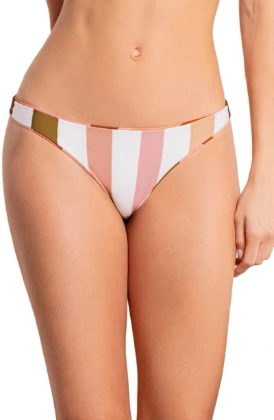 Maaji Cube Flirt Reversible Mid Rise Bikini Bottoms In Pink