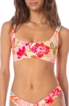 Maaji Dazzle Lace-up Reversible Bikini Top In Multi