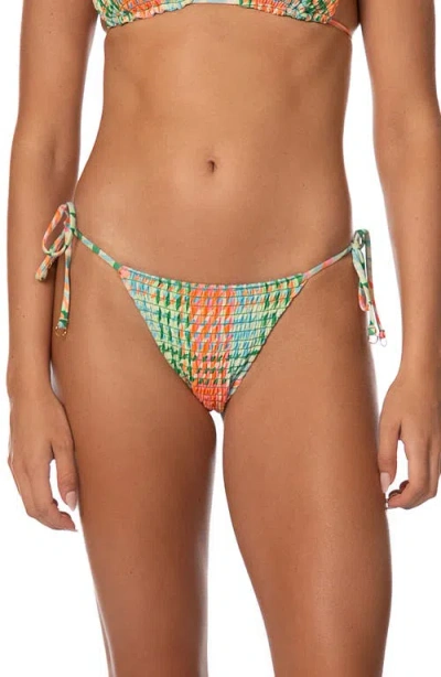 Maaji Dreamy Grid Sunflash Side Tie Bikini Bottoms In Green