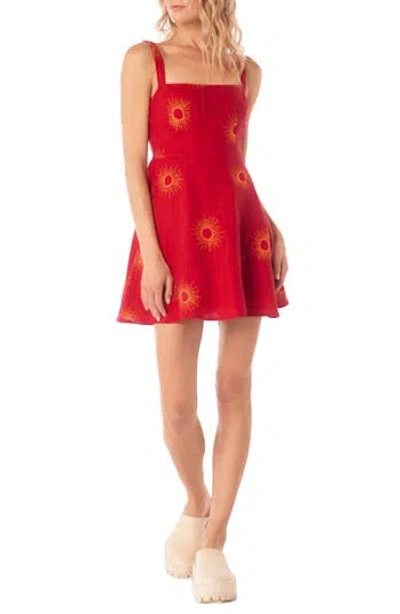 Maaji Eclipse Isolde Linen Cover-up Dress In Red