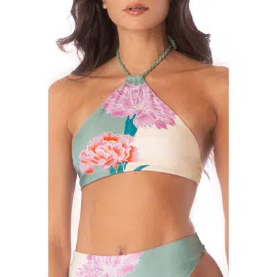 Maaji Eden Rae Reversible Halter Bikini Top In Green