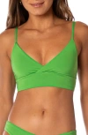 Maaji Emerald Brocade Crisscross Reversible Bikini Top In Green