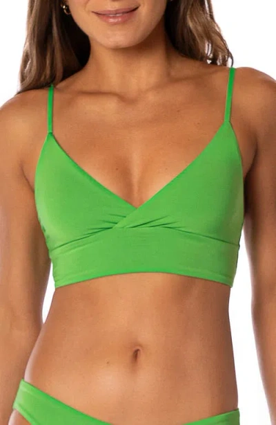 Maaji Emerald Brocade Crisscross Reversible Bikini Top In Green
