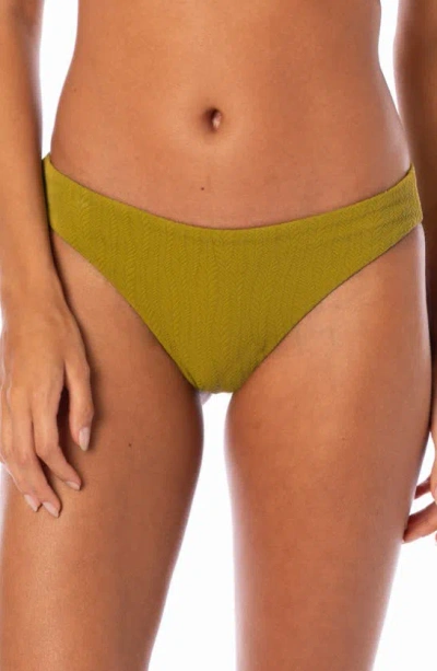 Maaji Engraved Leaves Sublimity Reversible Bikini Bottoms In Green