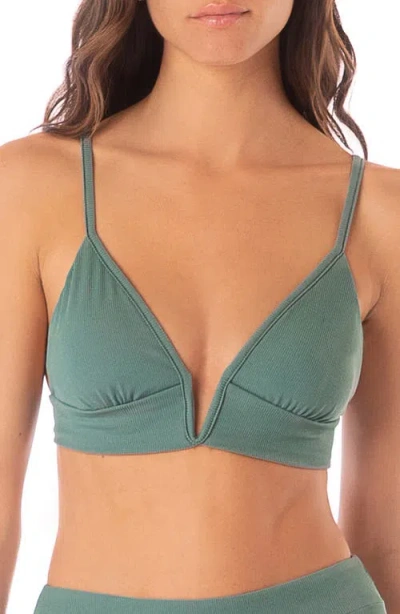 Maaji Eucalyptus Green Parade Reversible Triangle Bikini Top